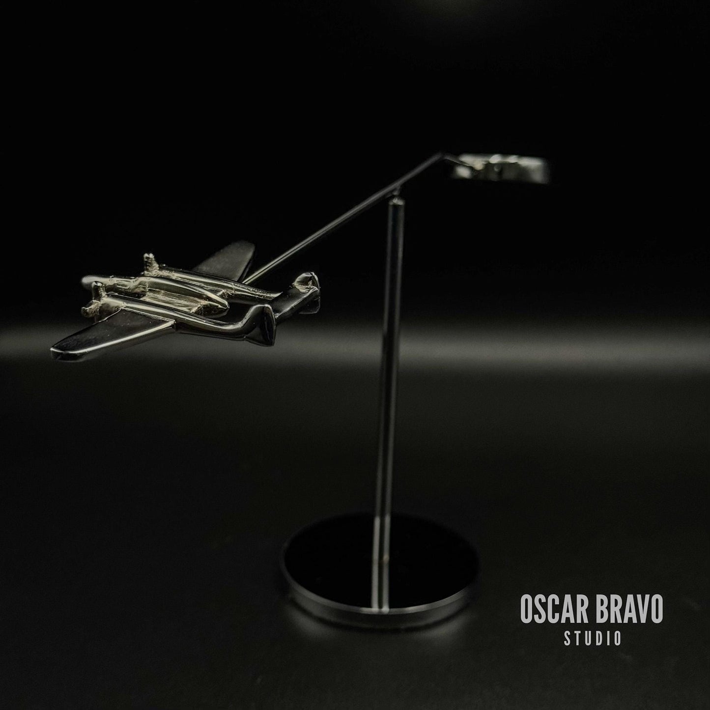 P61 Black Widow Balance Model: Chrome WW2 Aviation Sculpture, Collector Pilot Gift OSCAR BRAVO STUDIO
