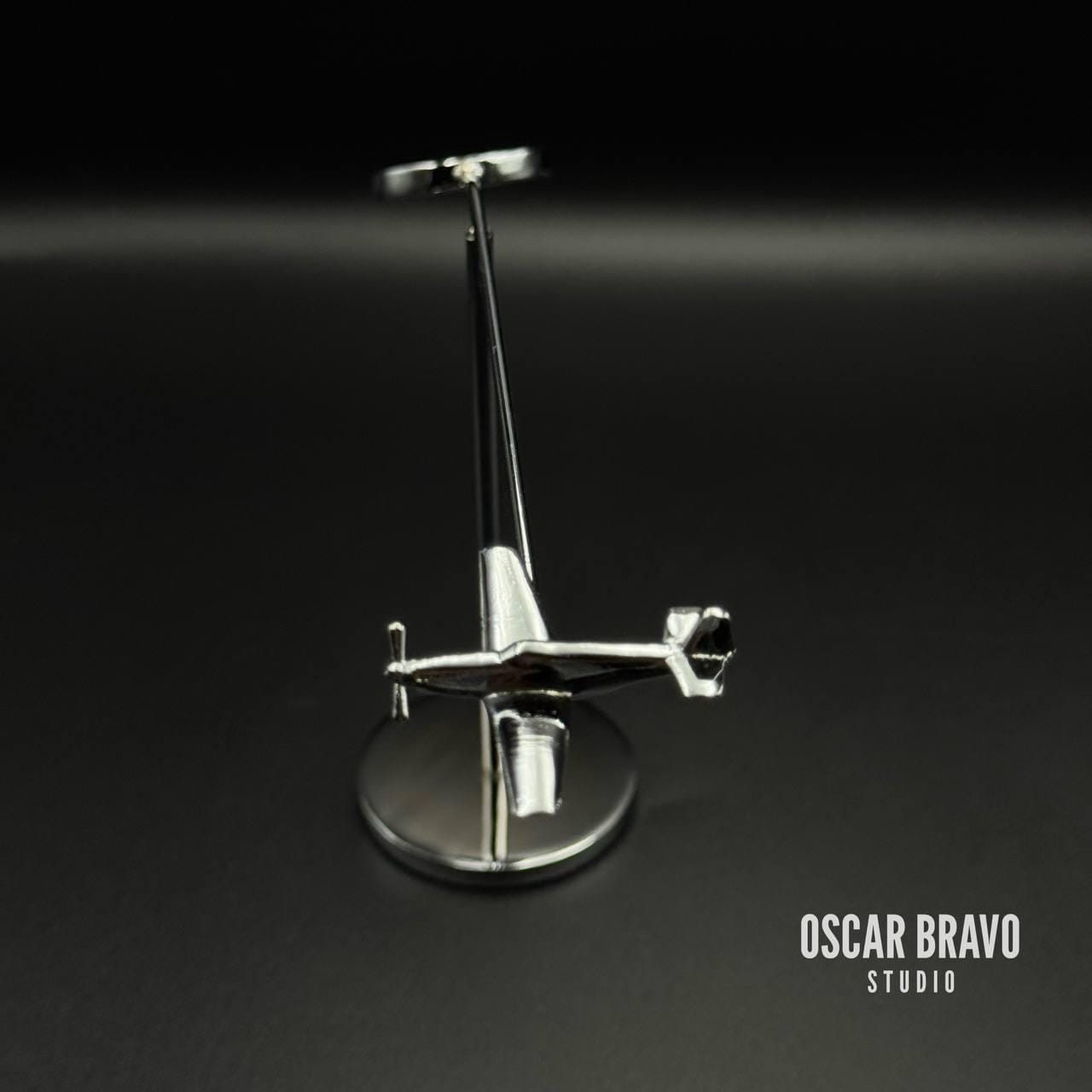 P-51 Mustang Balance Model: Chrome Aviation Sculpture, WWII Decor OSCAR BRAVO STUDIO