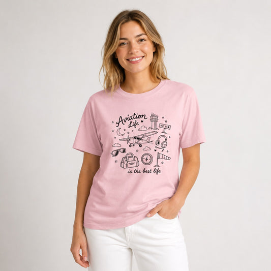 Aviation Life Is The Best Life T-Shirt | Women's Graphic Tee OSCAR BRAVO STUDIO
