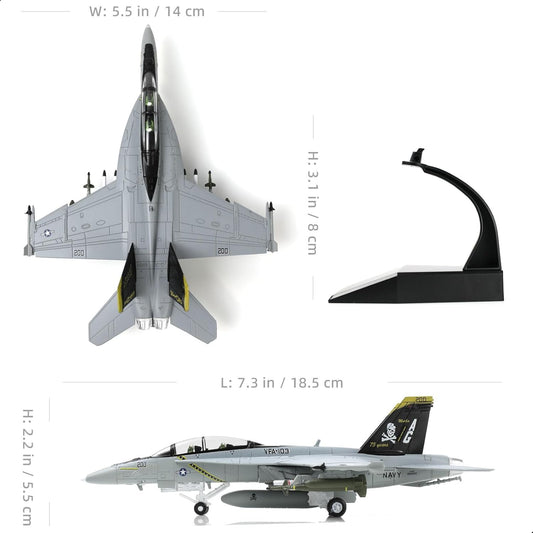 1/100 Scale F/A-18 Super Hornet Fighter Jet Model – U.S. Navy Jolly Rogers Diecast Aircraft Gift for Collectors OSCAR BRAVO STUDIO