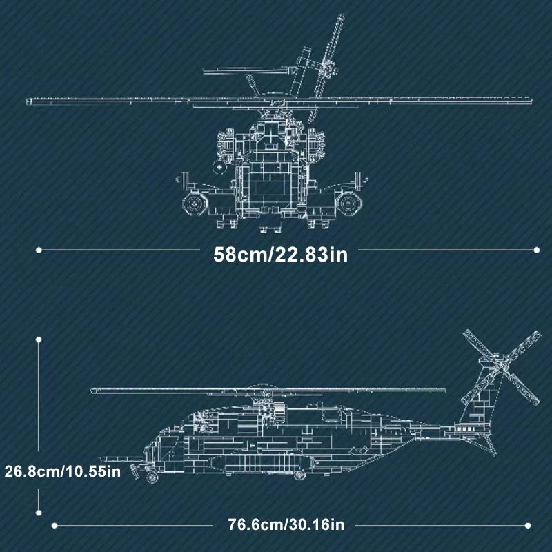 Military CH-53 Transport Helicopter Building Blocks Set | Large Air Force MOC Aircraft Model - 2192 PCS Collectible Display & Gift OSCAR BRAVO STUDIO