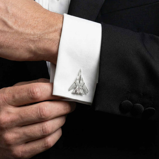 F-14 Tomcat Silver Cufflinks – Handmade Aviation Gift OSCAR BRAVO STUDIO
