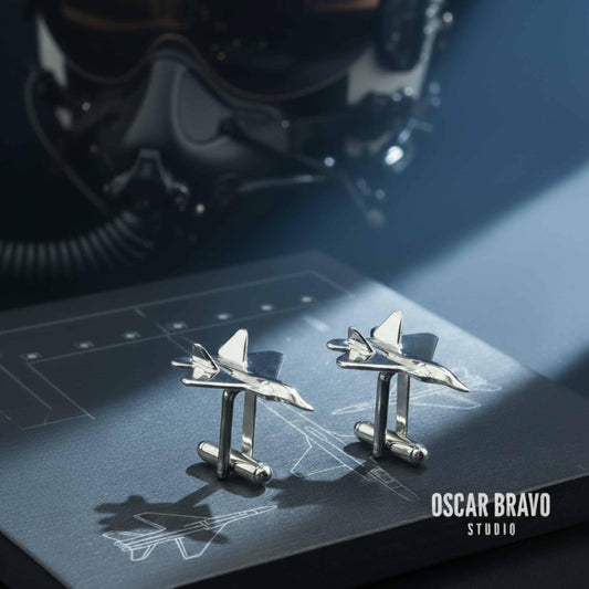 F22 Raptor Cufflinks - Stealth Fighter Jet Pilot Gift - Military Aviation Jewelry - Air Force Gift for Men OSCAR BRAVO STUDIO