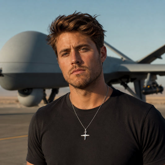 MQ-9 Reaper Drone Necklace – Military Drone Jewelry, Gift for Air Force Pilots & UAV Operators OSCAR BRAVO STUDIO