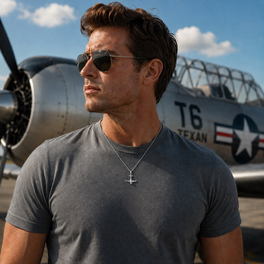T6 Texan Necklace – Vintage Trainer Aircraft Pendant for Pilots, Veterans, and Collectors OSCAR BRAVO STUDIO