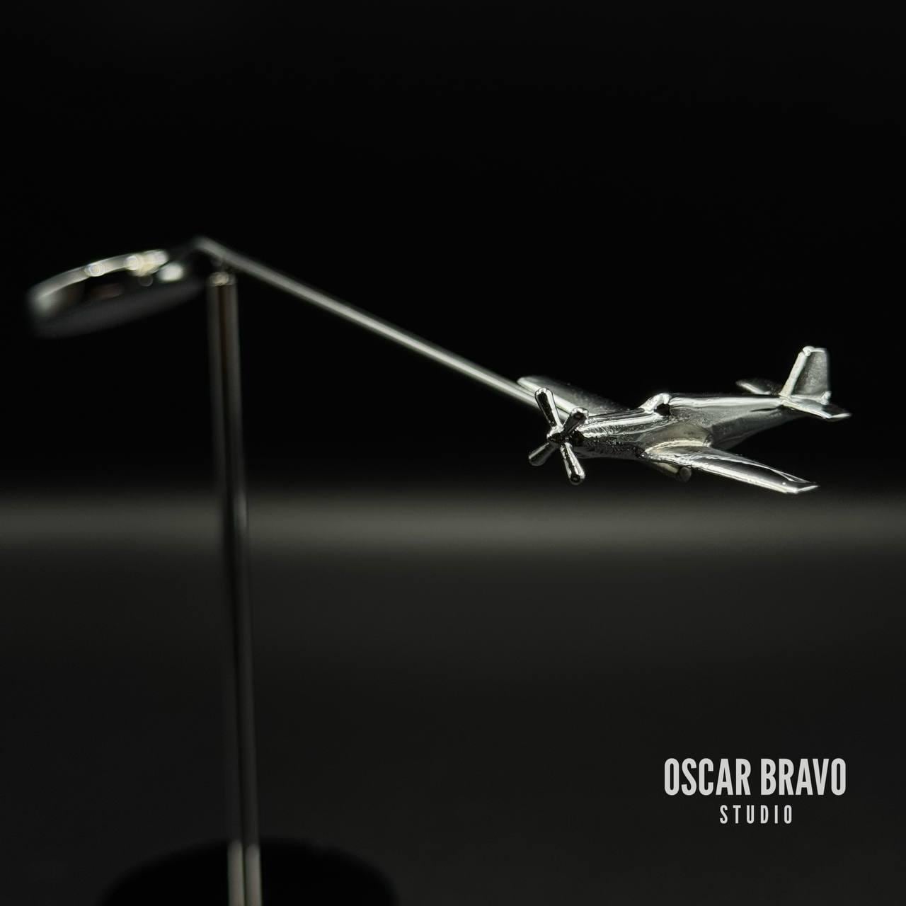 P-51 Mustang Balance Model: Chrome Aviation Sculpture, WWII Decor OSCAR BRAVO STUDIO