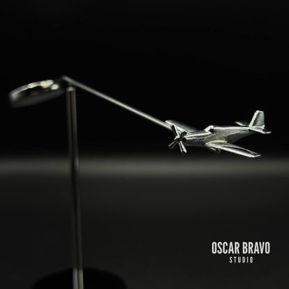 P-51 Mustang Balance Model: Chrome Aviation Sculpture, WWII Decor OSCAR BRAVO STUDIO