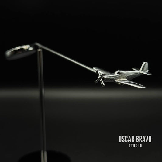 P-51 Mustang Balance Model: Chrome Aviation Sculpture, WWII Decor OSCAR BRAVO STUDIO