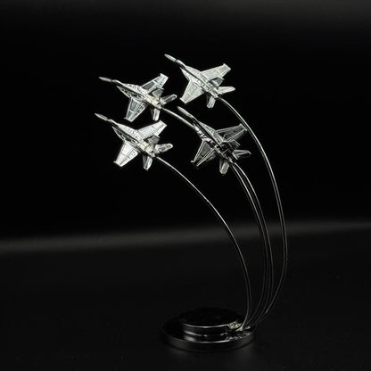 F-18 Blue Angels Diamond Formation Model: Chrome Aviation Desk Decor OSCAR BRAVO STUDIO