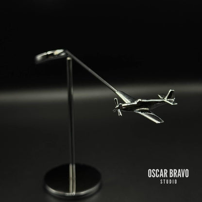 P-51 Mustang Balance Model: Chrome Aviation Sculpture, WWII Decor OSCAR BRAVO STUDIO