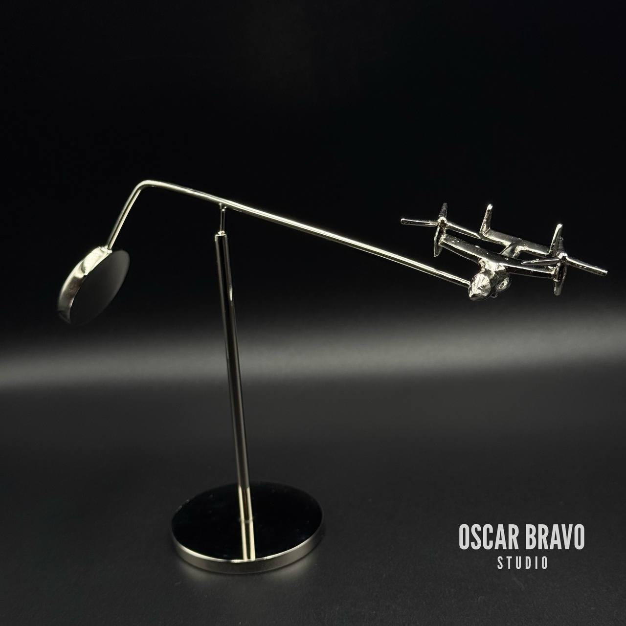 V22 Osprey Model Balance Sculpture – Unique Aircraft Desk Decor, Pilot Gift, Military Aviation Art OSCAR BRAVO STUDIO