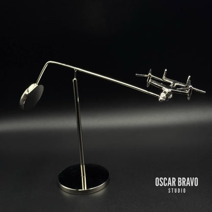 V22 Osprey Model Balance Sculpture – Unique Aircraft Desk Decor, Pilot Gift, Military Aviation Art OSCAR BRAVO STUDIO