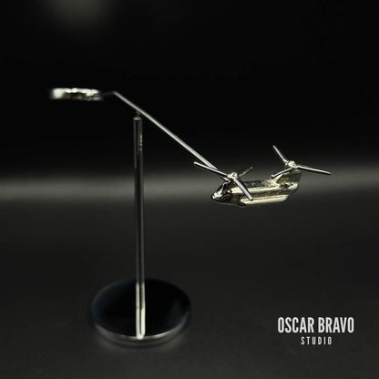 Handmade Brass CH-47 Chinook Balance Model: Chrome Aviation Desk Art OSCAR BRAVO STUDIO
