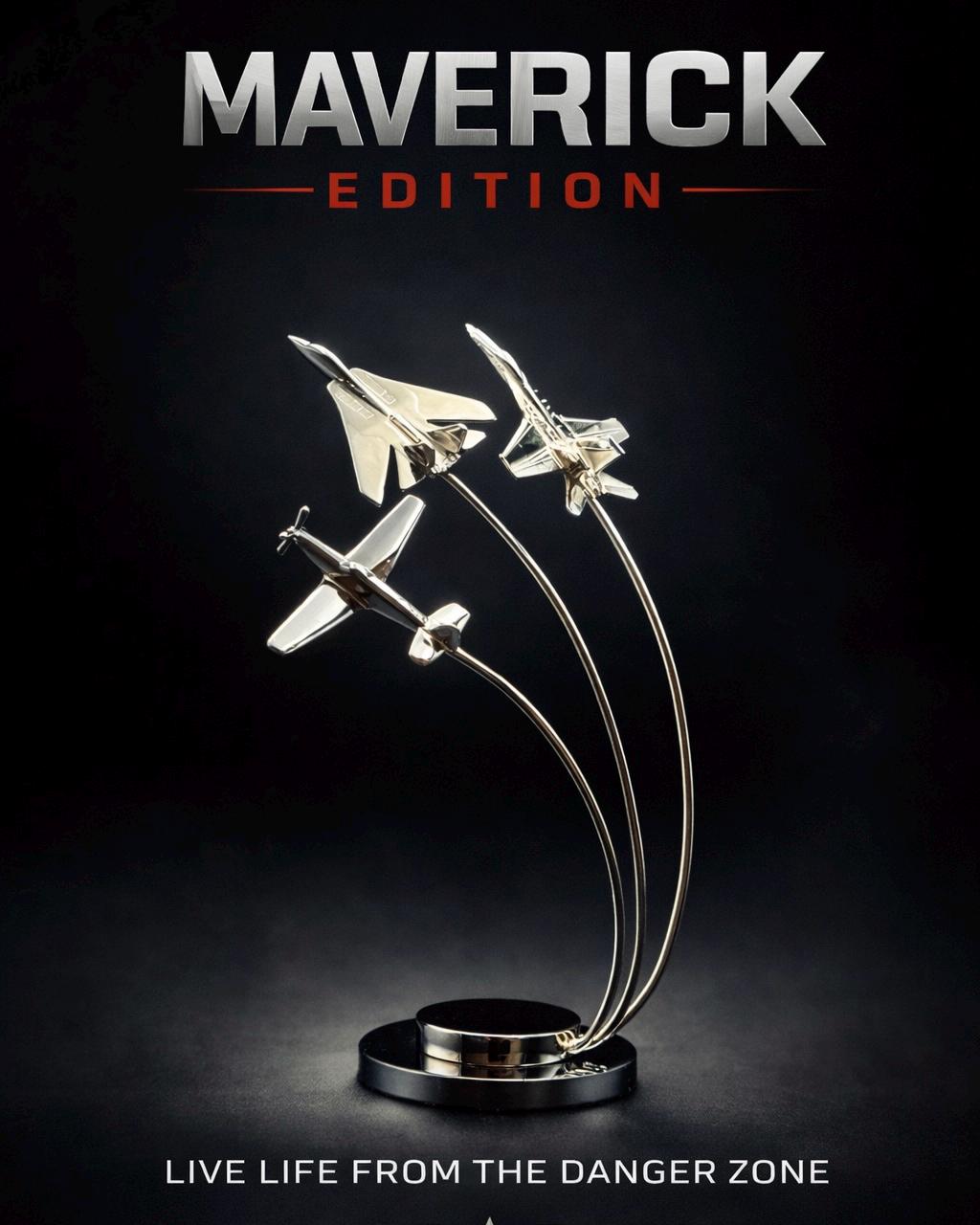 Maverick Edition Chrome Fighter Jet Formation | P-51 Mustang, F-14, F-18 Display OSCAR BRAVO STUDIO