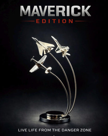Maverick Edition Chrome Fighter Jet Formation | P-51 Mustang, F-14, F-18 Display OSCAR BRAVO STUDIO