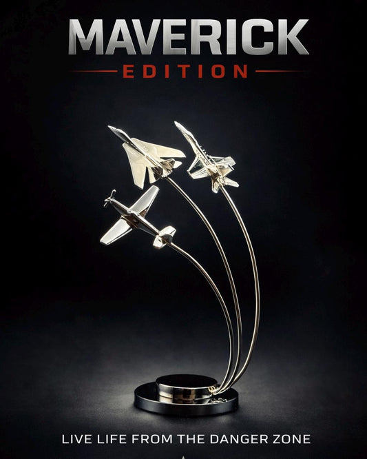 Maverick Edition Chrome Fighter Jet Formation | P-51 Mustang, F-14, F-18 Display OSCAR BRAVO STUDIO