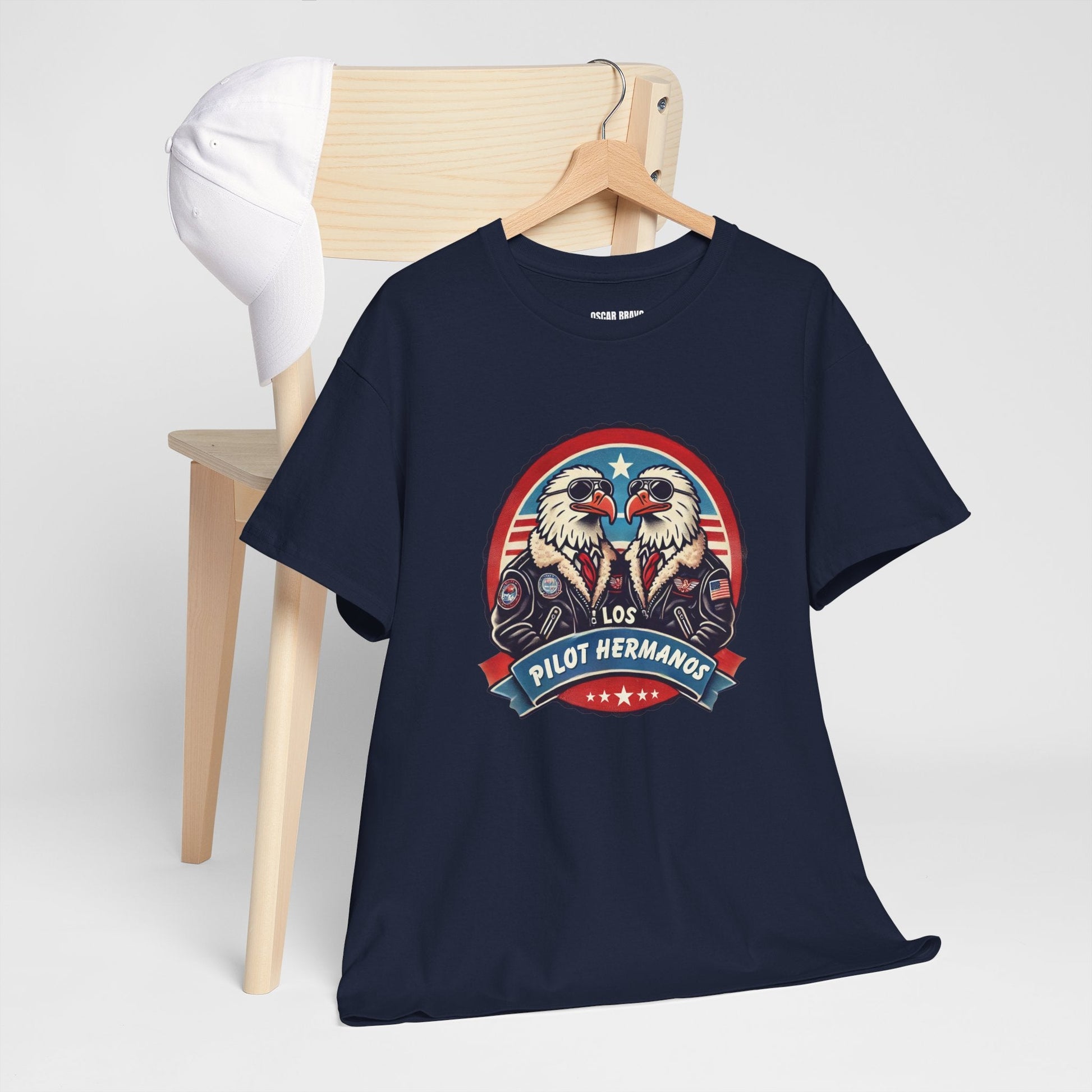 Los Pilot Hermanos Funny Pilot T-Shirt – Vintage Aviator Tee, Patriotic Flight Gift for Men & Women, Unisex Heavy Cotton Shirt Printify