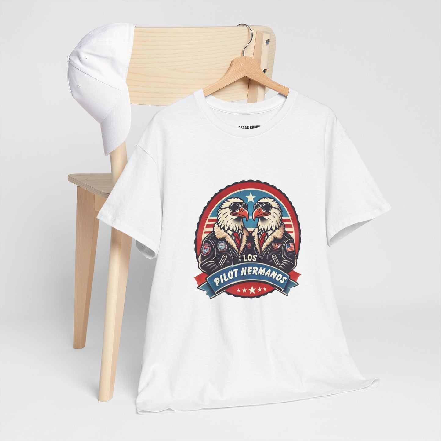 Los Pilot Hermanos Funny Pilot T-Shirt – Vintage Aviator Tee, Patriotic Flight Gift for Men & Women, Unisex Heavy Cotton Shirt Printify