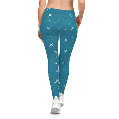 Pilot Airplane Pattern Women's Leggings — All-Over-Print Casual Leggings Printify