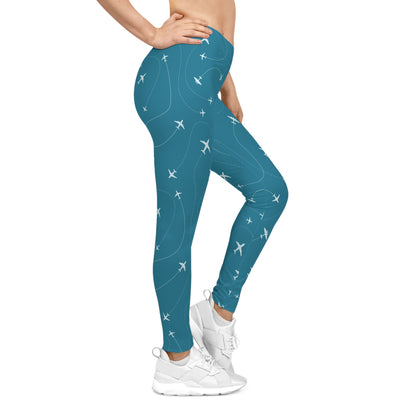 Pilot Airplane Pattern Women's Leggings — All-Over-Print Casual Leggings Printify