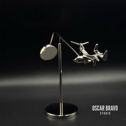 V22 Osprey Model Balance Sculpture – Unique Aircraft Desk Decor, Pilot Gift, Military Aviation Art OSCAR BRAVO STUDIO