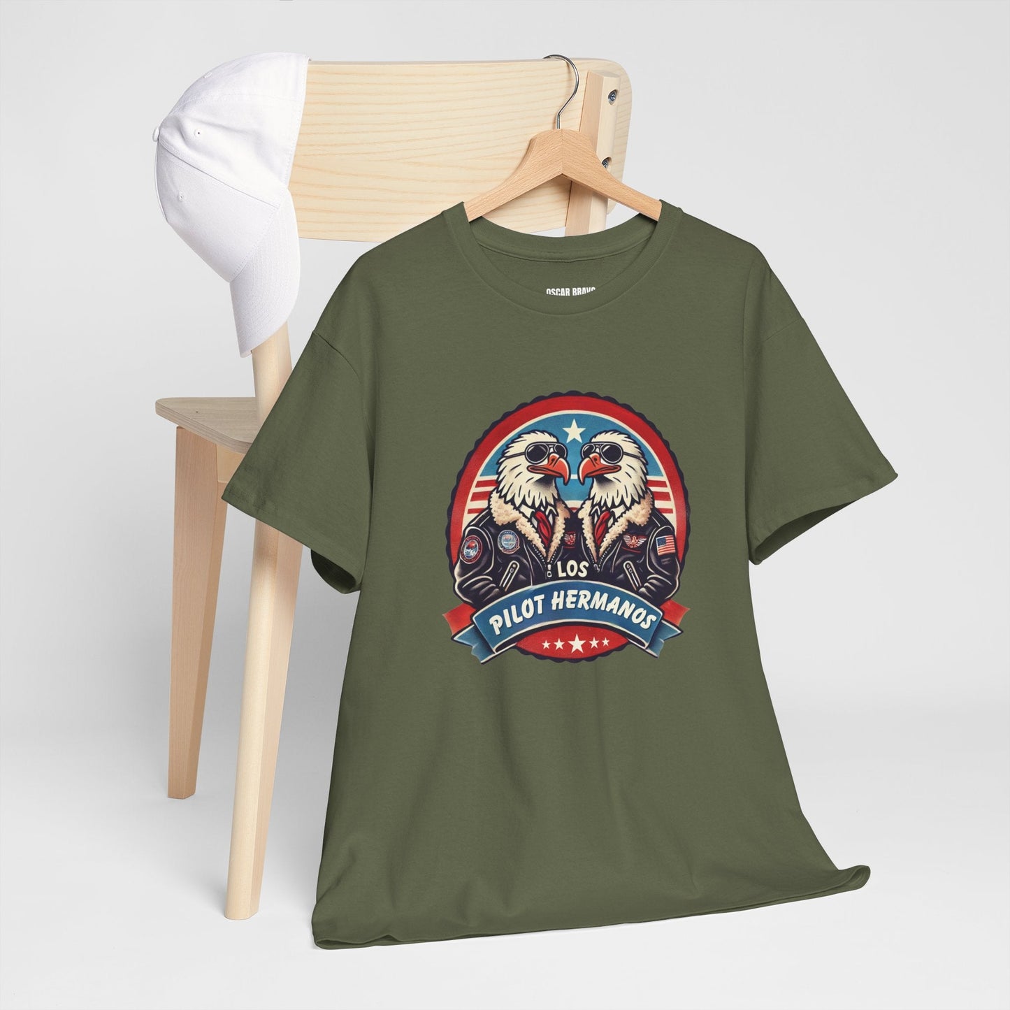 Los Pilot Hermanos Funny Pilot T-Shirt – Vintage Aviator Tee, Patriotic Flight Gift for Men & Women, Unisex Heavy Cotton Shirt Printify