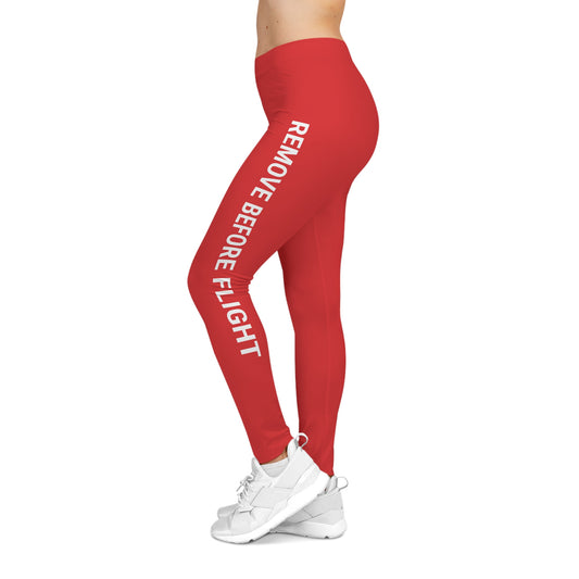 Remove Before Flight Aviation Leggings — Women’s Casual Pilot Leggings Printify