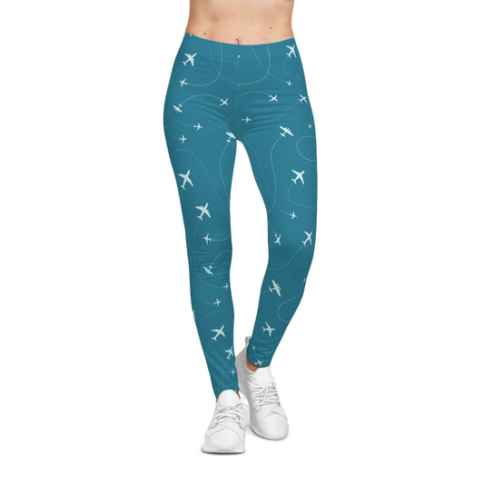 Pilot Airplane Pattern Women's Leggings — All-Over-Print Casual Leggings Printify