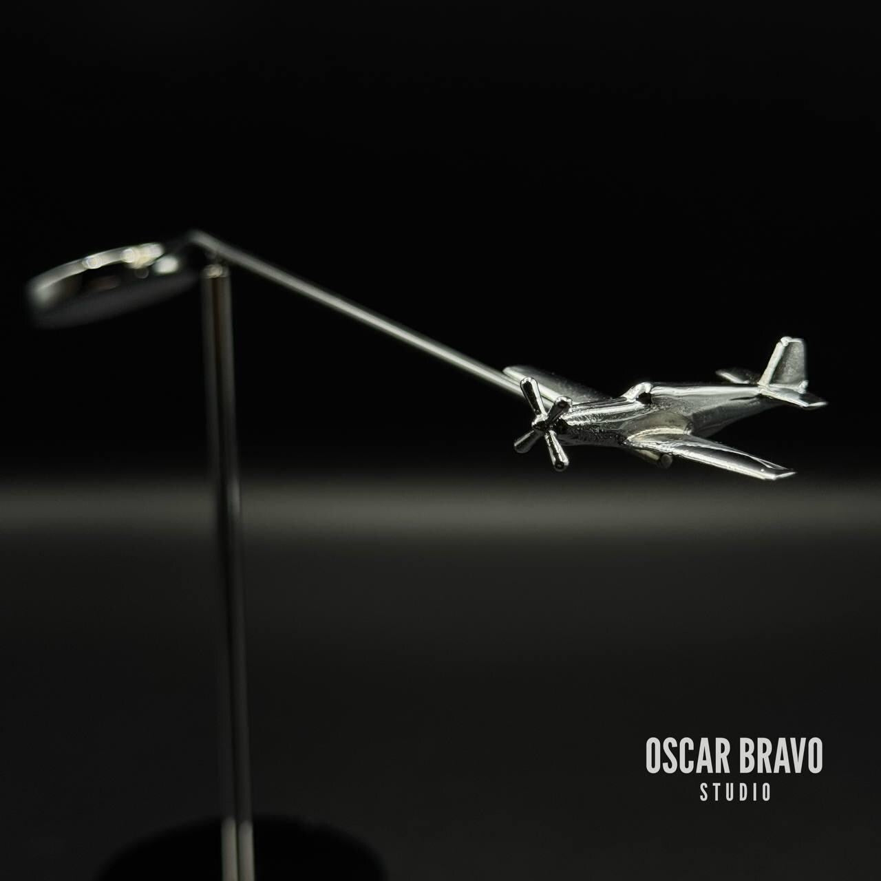 P-51 Mustang Balance Model: Chrome Aviation Sculpture, WWII Decor OSCAR BRAVO STUDIO