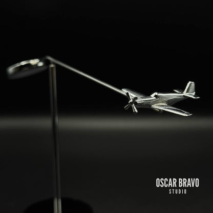 P-51 Mustang Balance Model: Chrome Aviation Sculpture, WWII Decor OSCAR BRAVO STUDIO
