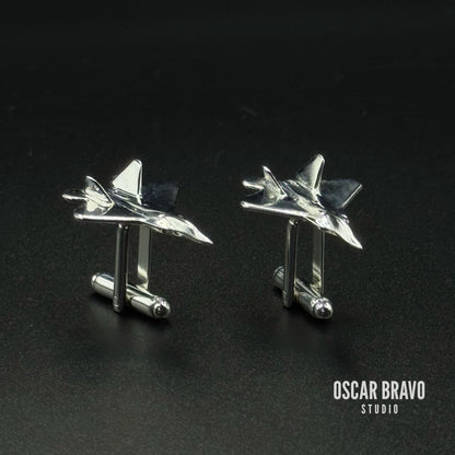 F22 Raptor Cufflinks - Stealth Fighter Jet Pilot Gift - Military Aviation Jewelry - Air Force Gift for Men OSCAR BRAVO STUDIO