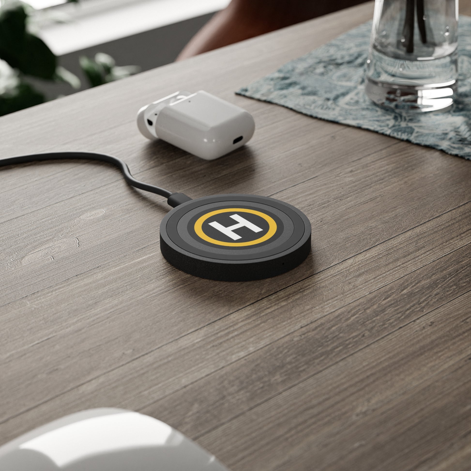 Helipad Wireless Charging Pad — Yellow Ring H Qi Fast Charger Printify