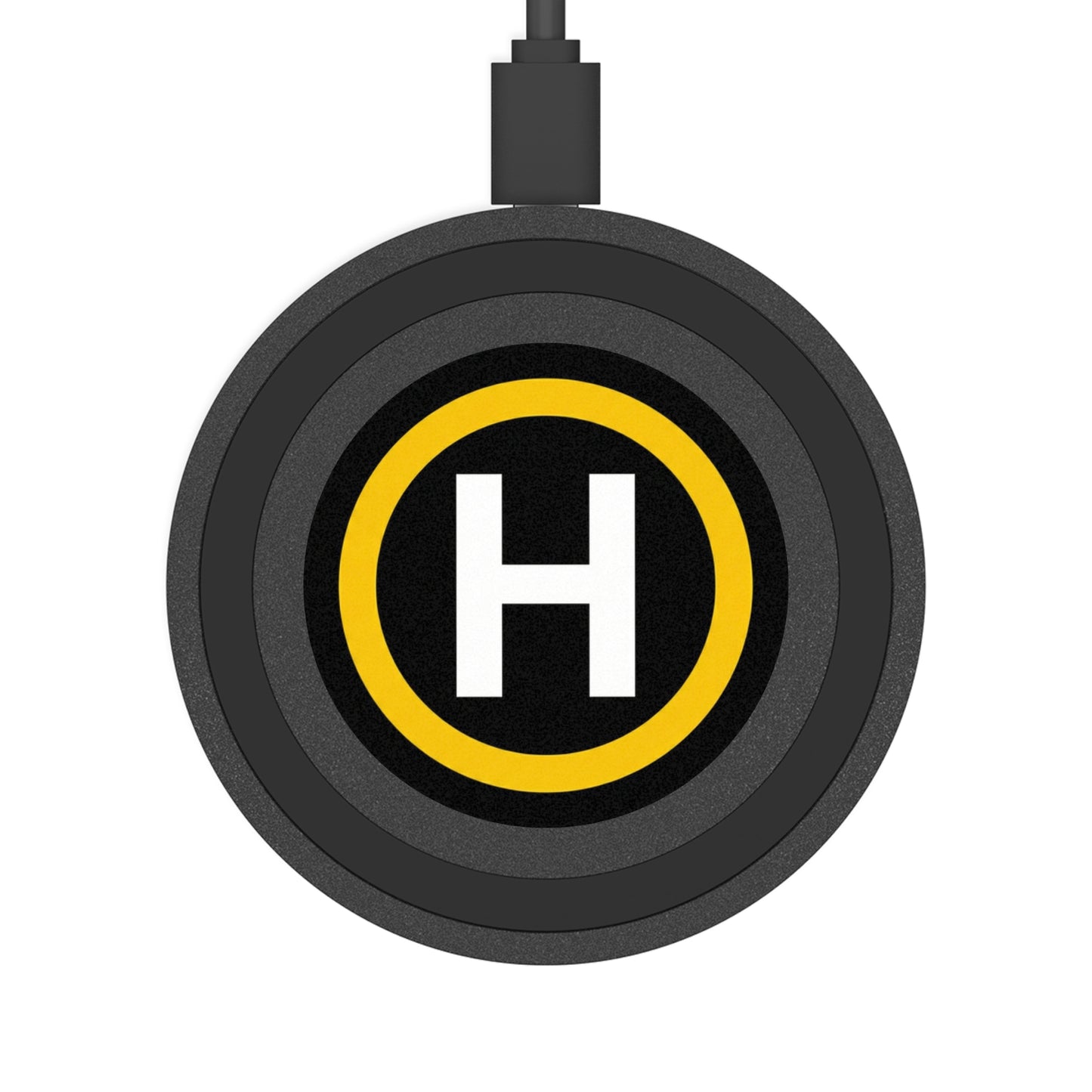 Helipad Wireless Charging Pad — Yellow Ring H Qi Fast Charger Printify