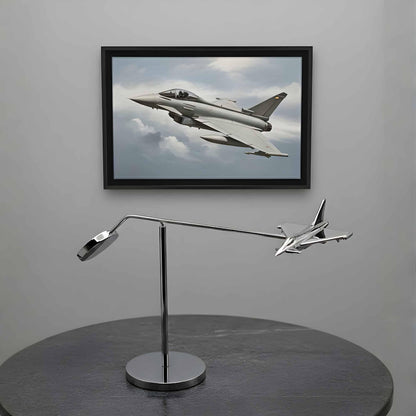 Chrome Eurofighter Typhoon Balance Model: Aviation Desk Decor OSCAR BRAVO STUDIO