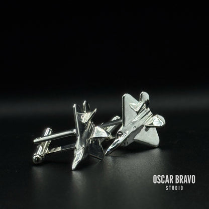 F22 Raptor Cufflinks - Stealth Fighter Jet Pilot Gift - Military Aviation Jewelry - Air Force Gift for Men OSCAR BRAVO STUDIO