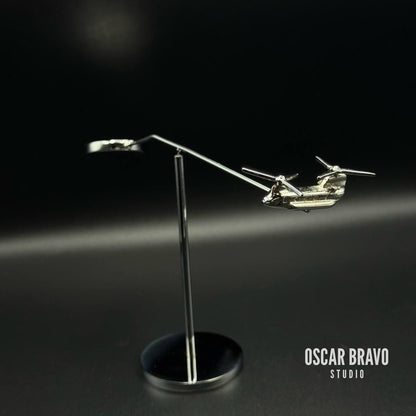 Handmade Brass CH-47 Chinook Balance Model: Chrome Aviation Desk Art OSCAR BRAVO STUDIO