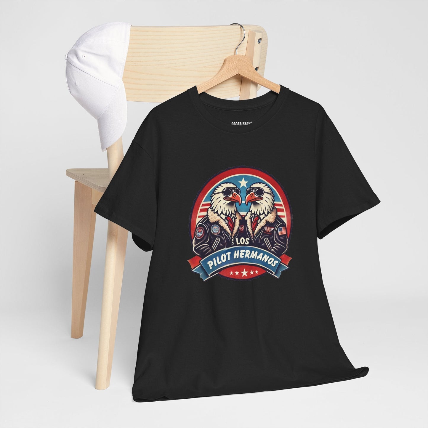Los Pilot Hermanos Funny Pilot T-Shirt – Vintage Aviator Tee, Patriotic Flight Gift for Men & Women, Unisex Heavy Cotton Shirt Printify