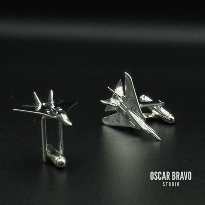 F-14 Tomcat Silver Cufflinks – Handmade Aviation Gift OSCAR BRAVO STUDIO