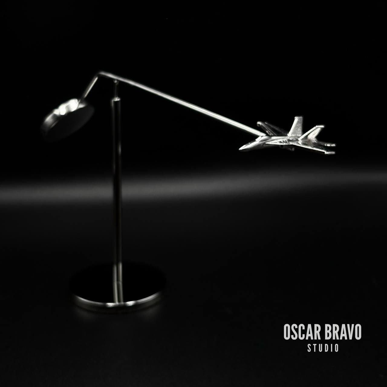 F18 Hornet Balance Model | Floating Fighter Jet Desk Art for Pilots, Veterans, and Aviation Fans OSCAR BRAVO STUDIO