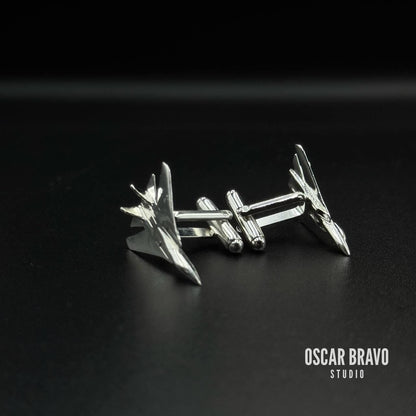 F-14 Tomcat Silver Cufflinks – Handmade Aviation Gift OSCAR BRAVO STUDIO