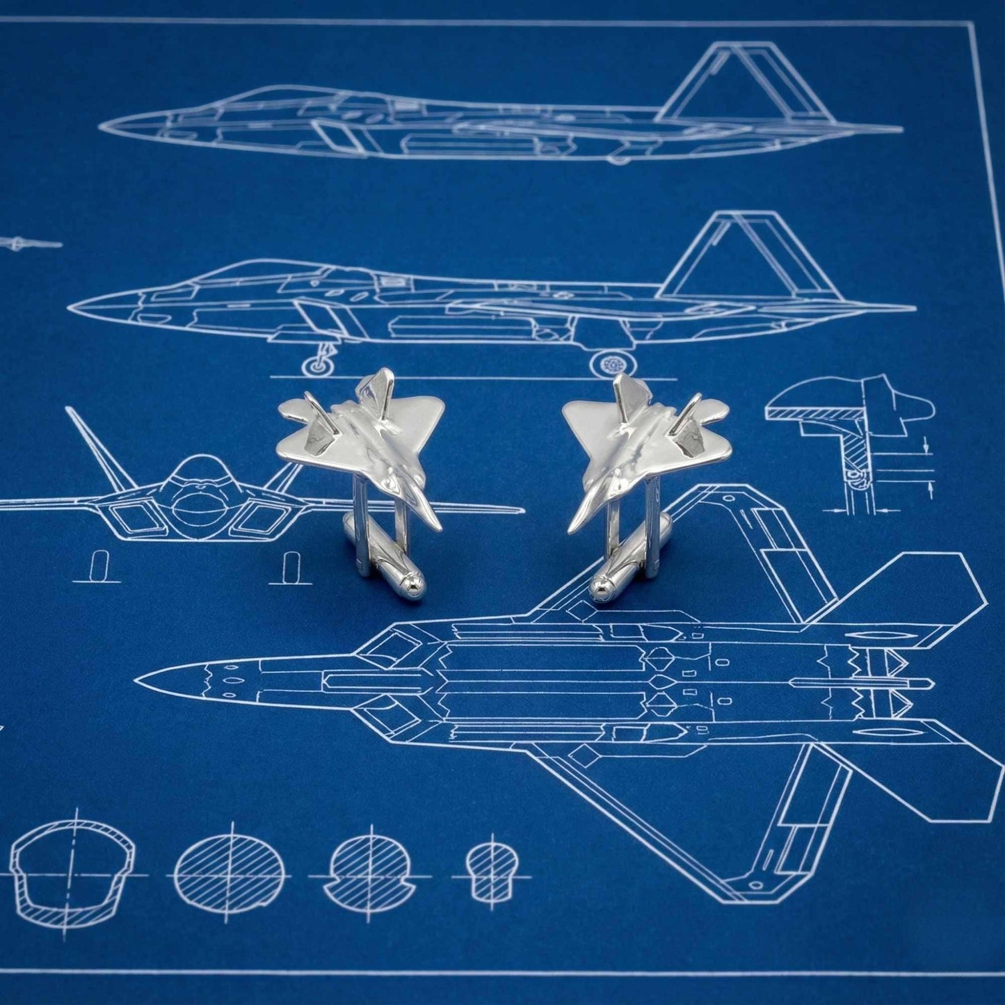 F22 Raptor Cufflinks - Stealth Fighter Jet Pilot Gift - Military Aviation Jewelry - Air Force Gift for Men OSCAR BRAVO STUDIO