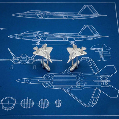 F22 Raptor Cufflinks - Stealth Fighter Jet Pilot Gift - Military Aviation Jewelry - Air Force Gift for Men OSCAR BRAVO STUDIO