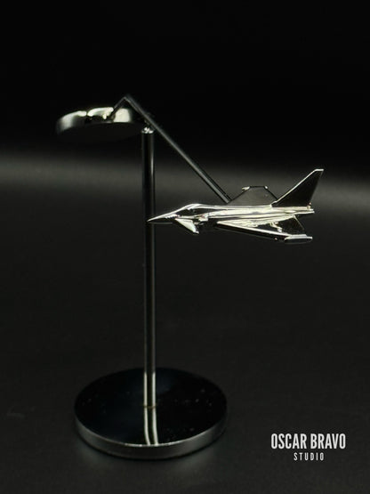 Chrome Eurofighter Typhoon Balance Model: Aviation Desk Decor OSCAR BRAVO STUDIO