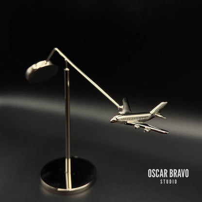 Airplane Model Desktop Balance Decoration – 4 Engine Jet Sculpture, Airbus A380 & Boeing 747 Inspired Gift OSCAR BRAVO STUDIO