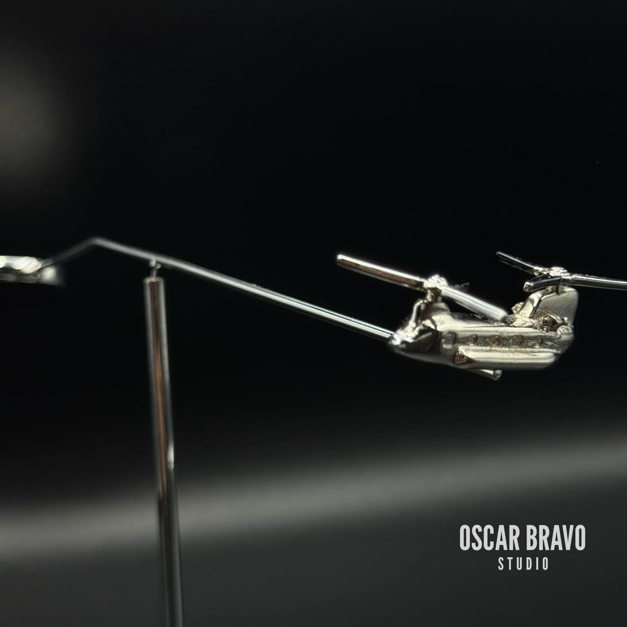 Handmade Brass CH-47 Chinook Balance Model: Chrome Aviation Desk Art OSCAR BRAVO STUDIO