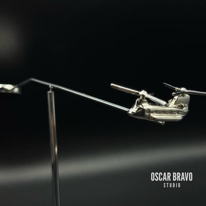 Handmade Brass CH-47 Chinook Balance Model: Chrome Aviation Desk Art OSCAR BRAVO STUDIO