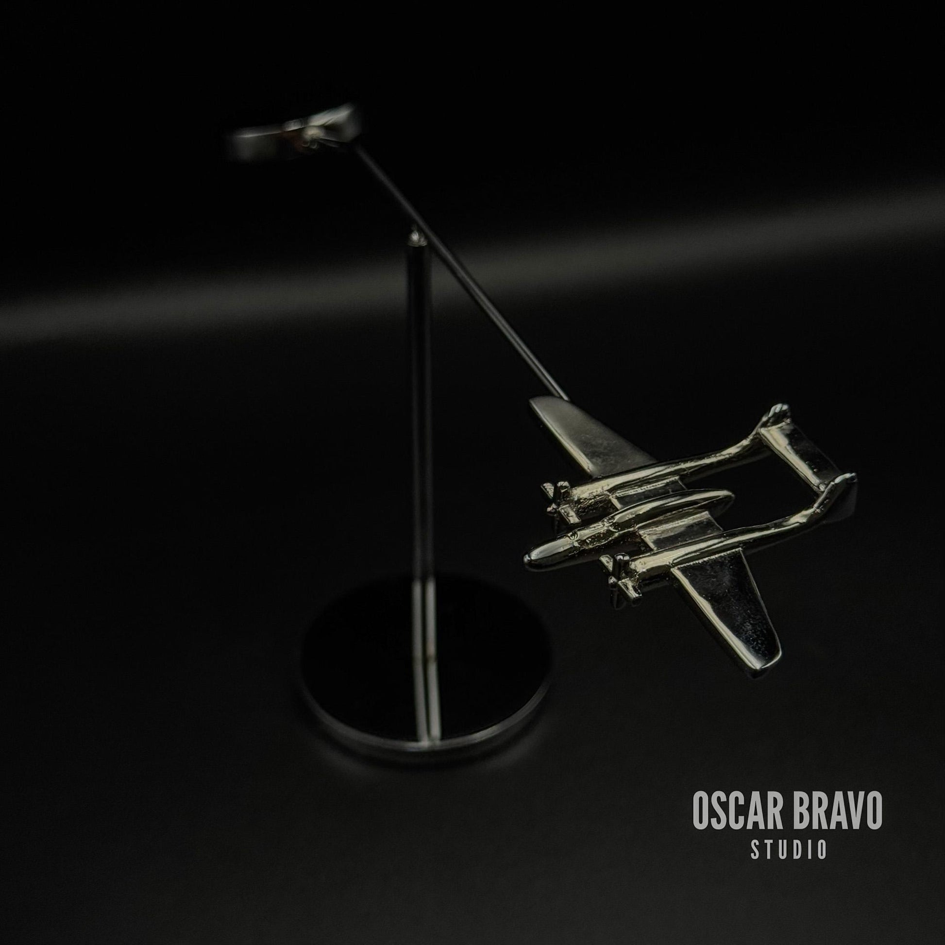 P61 Black Widow Balance Model: Chrome WW2 Aviation Sculpture, Collector Pilot Gift OSCAR BRAVO STUDIO