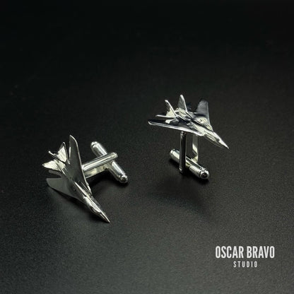 F-14 Tomcat Silver Cufflinks – Handmade Aviation Gift OSCAR BRAVO STUDIO