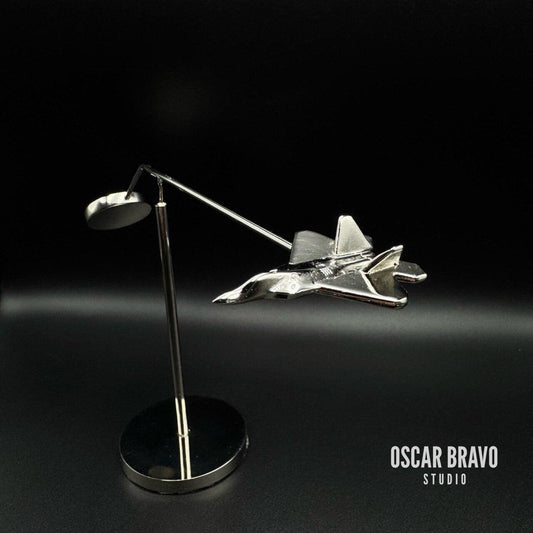 F22 Raptor Balance Sculpture – Fighter Jet Desk Decor, Aviation Gift for Pilots OSCAR BRAVO STUDIO