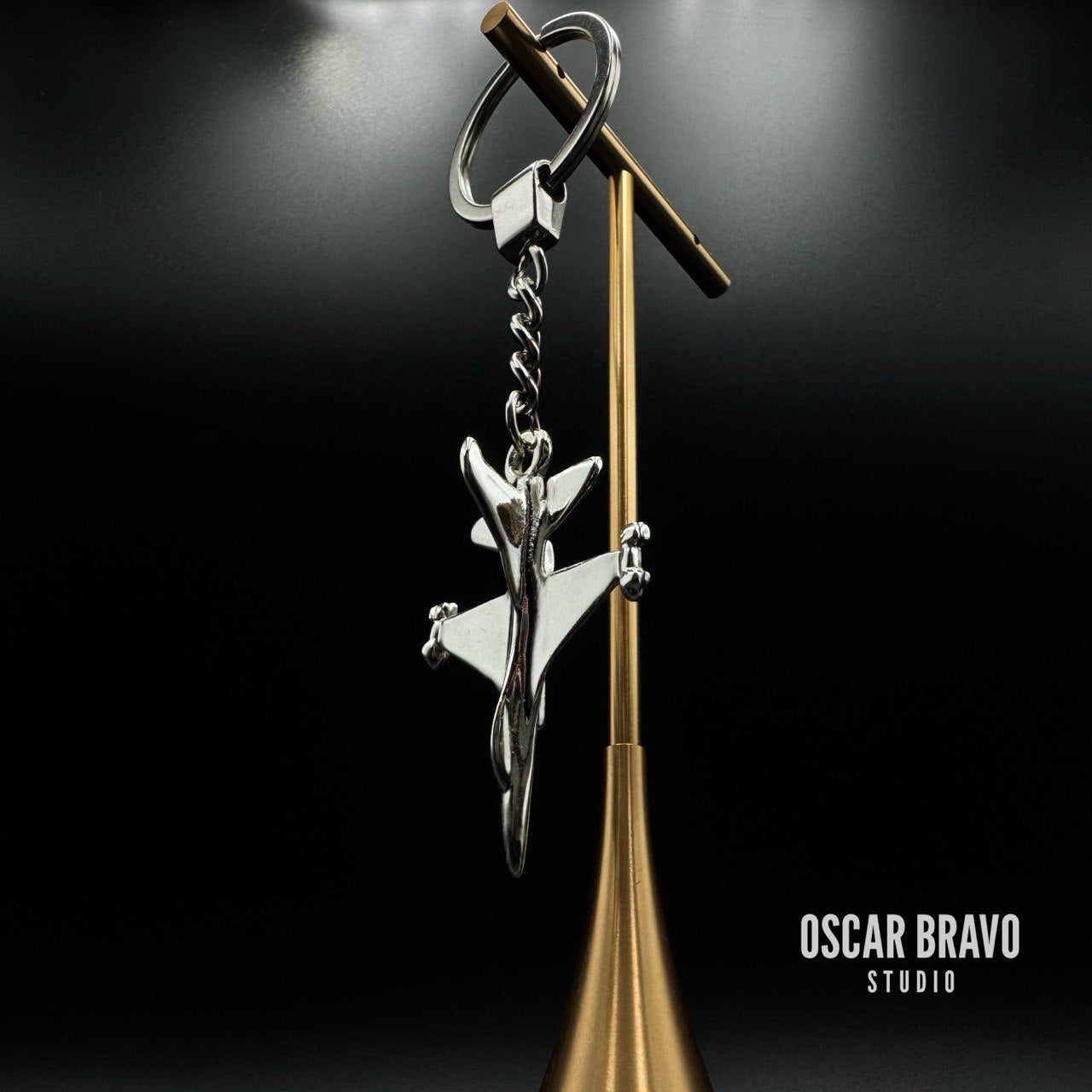 F16 Eagle Keychain | Silver Fighter Jet Keyring for Air Force Pilots and Aviation Collectors OSCAR BRAVO STUDIO